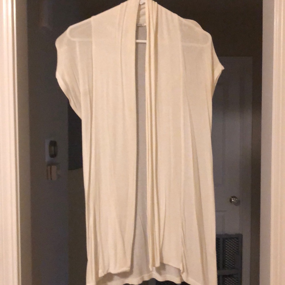 White short sleeve cardigan
